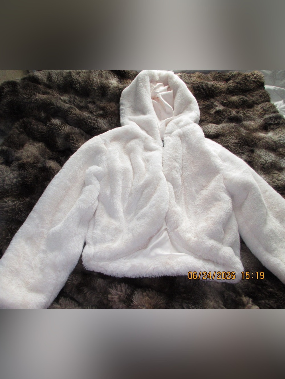 Plush Hooded Faux Fur Jacket - White